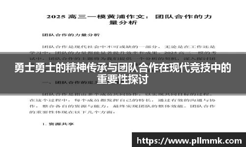 勇士勇士的精神传承与团队合作在现代竞技中的重要性探讨